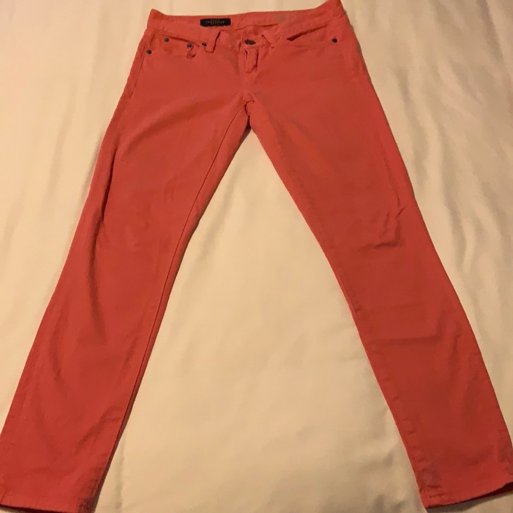 Coral J. Crew Toothpick Ankle Jeans